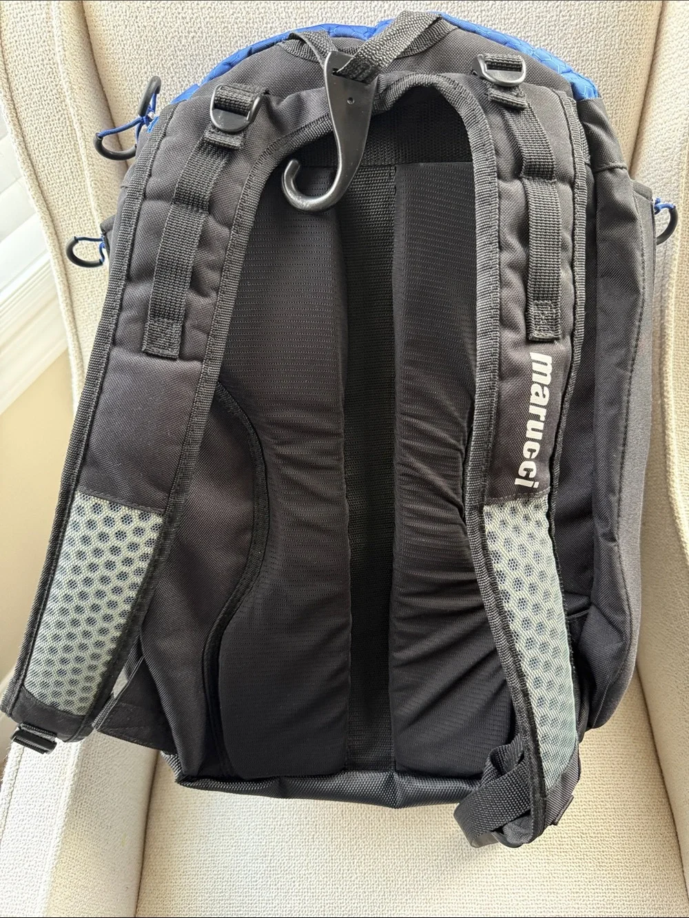 Marucci Charge baseball Bat Bag Backpack Blue and Black